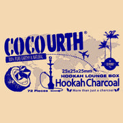 Cocourth hookah lounge box packaging with branding and product details on a beige background